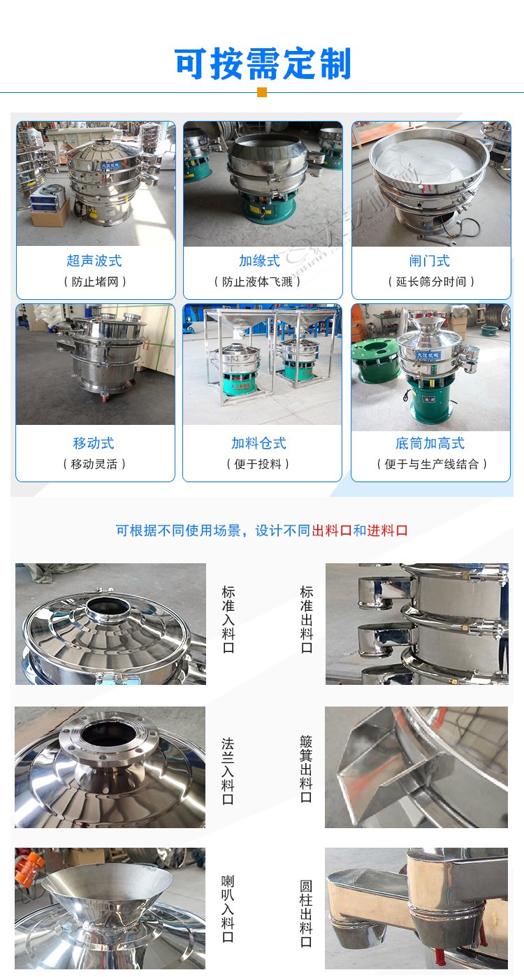 黃豆粉旋振篩特殊設計